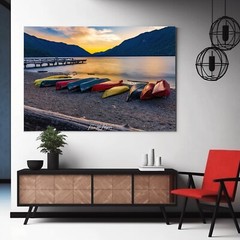 Lake Crescent, WA Sunset Framed Mountain Lake Landscape Photograph Wall Art