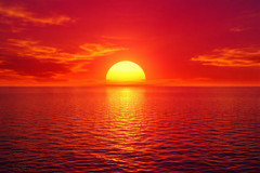 Orange Ocean Sunset Wall Art Digital Image AI Photo Background Wallpaper