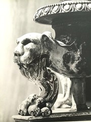 Original Retro Vintage Black & White Art Photograph Architectural Lion 14″ x 11″