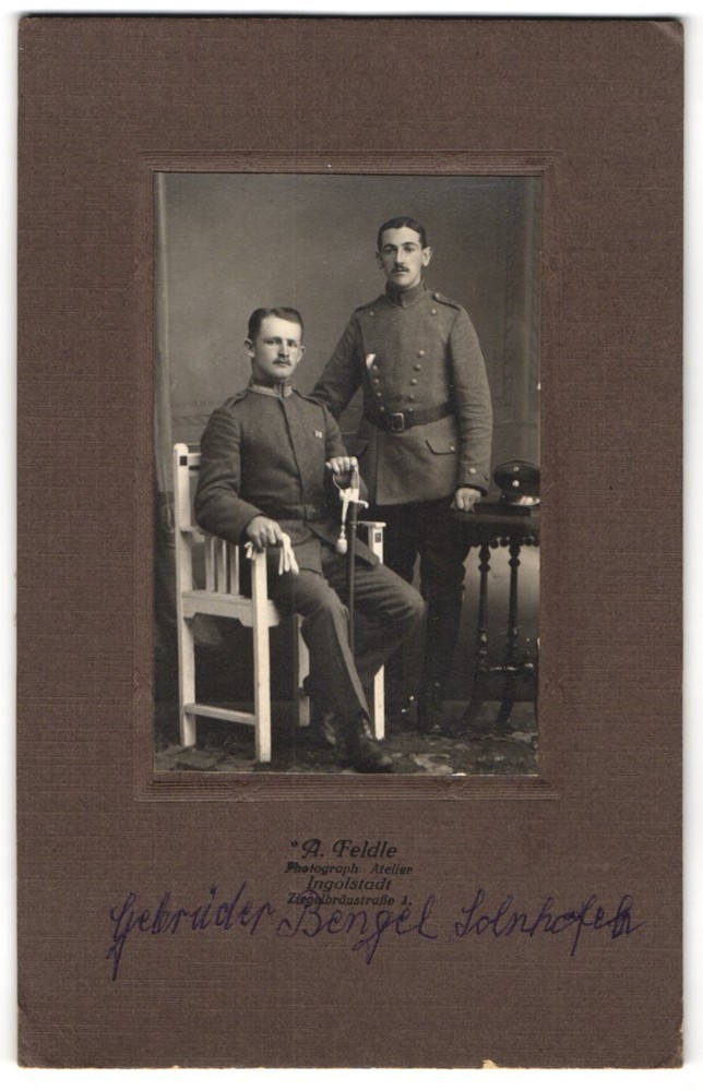 Photograph A. Feldle, Ingolstadt, Ziegelbräustr. 1, Soldiers Rgt. 2 in Field Grey