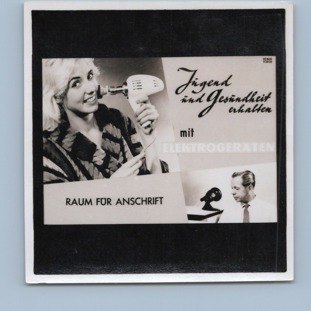 Youth Preserved with Electrical Appliances – GDR Advertising Woman – Old Photo 1950s 1960s