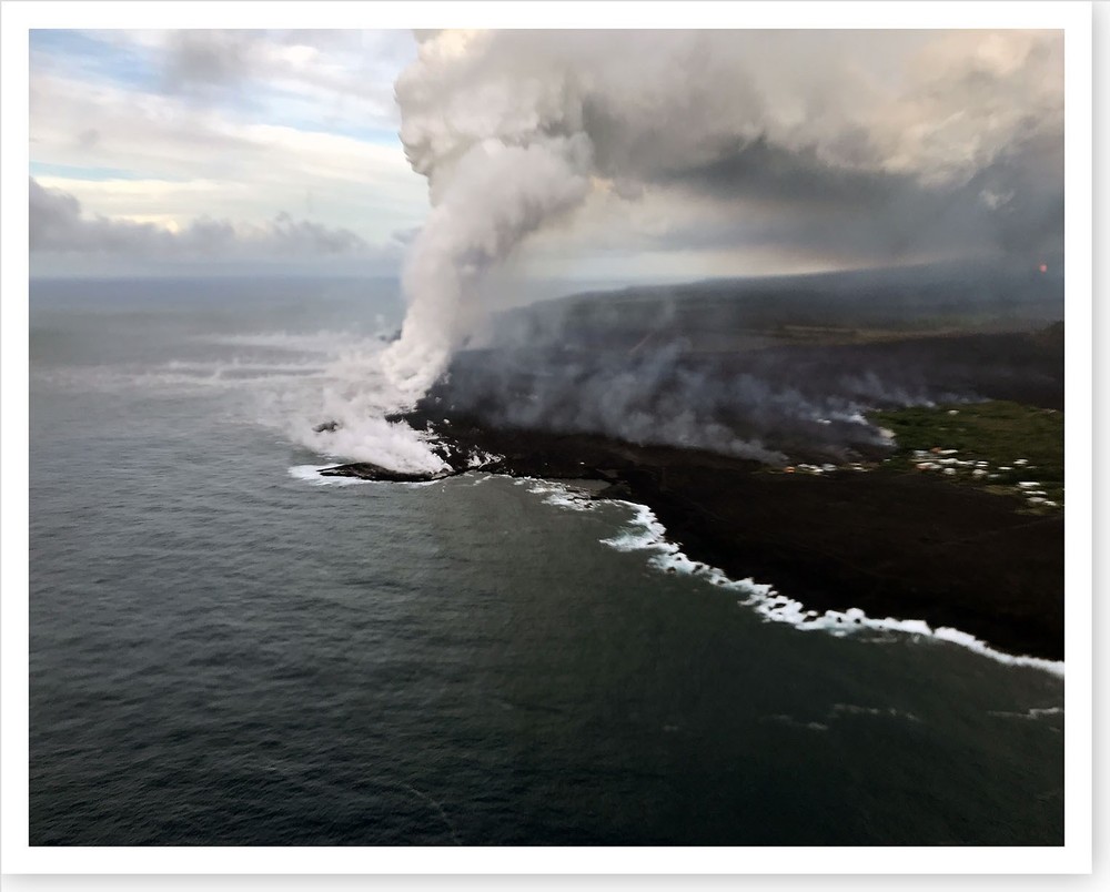 Kilauea Volcano Lava Forming Delta Near Kapoho Bay Silver Halide Photo 2018