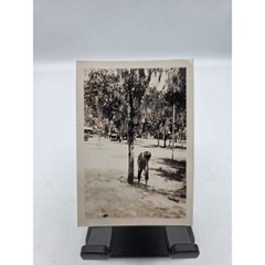 Vintage 1940s Snapshot Girl Pretending Hanging Dark Humor Silver Gelatin Photo