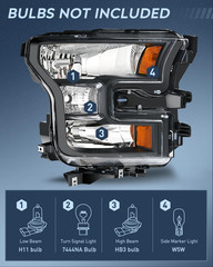 Headlight Assembly Compatible with 2015 2016 2017 Ford F-150 Headlamps Replaceme
