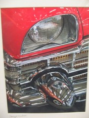 MATTED PHOTOGRAPHY 1950s Packard Sedan Coupe Red Chrome 16×20 By Larry Santucci