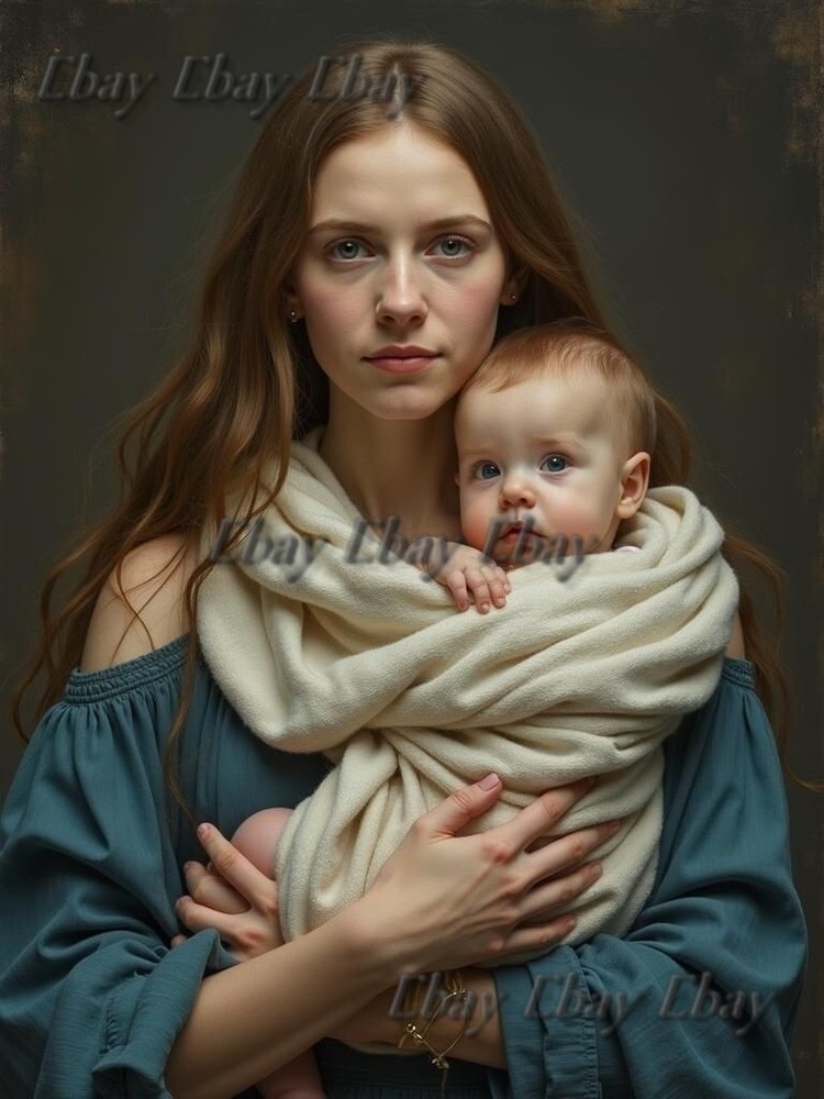 A3 Photo Mother Child Tenderness Artistic Glossy Paper Decor -029