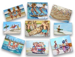 Surf girls Vintage Art Print Poster Glass Frame Black White Surfing Boards