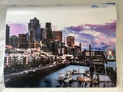 Seattle. Skyline. Alaskan Way. Sunset. Wall Dec. 16 x 24 Inches.  Glossy Paper.