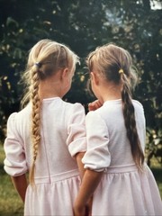 Bill Coleman Amish COUNTRY ART Photograph BFF Children Girls FRIENDS SISTERS