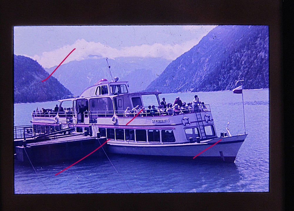 Achensee shipping steamer St. Benedict old slide 1963