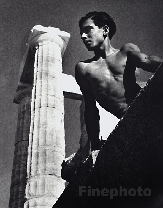 1938/88 HERBERT LIST Semi Nude Young Male Parthenon Athens Greek Photo Art 16X12