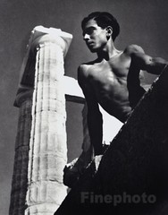1938/88 HERBERT LIST Semi Nude Young Male Parthenon Athens Greek Photo Art 16X12
