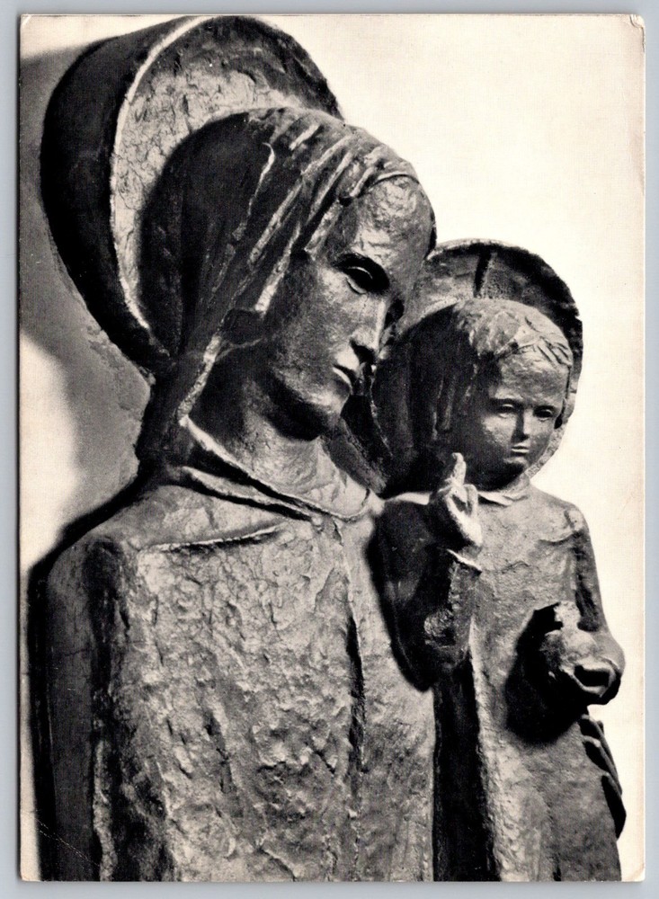 Maddona and Child Virgin Mary and Christ Statue Photo 6.25×4.5in B&W