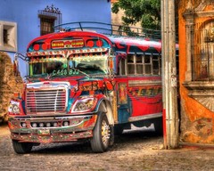 16X20 PHOTO CHICKEN BUS ANTIGUA GUATEMALA, Guatemalan