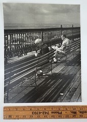 Vintage Large Black And White Photograph Photography Print People On A Boardwalk