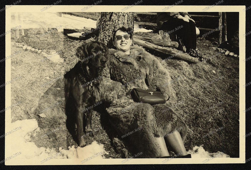 Photo-woman-fur coat-dog-German-woman-lady-dog-fur coat-1930s-