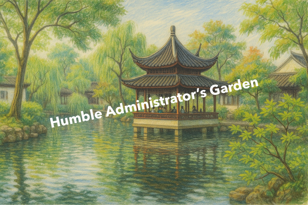 Humble Administrator’s Garden Coloured Pencil Art (AI GENERATED IMAGE)
