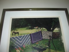 Framed Art Photograph Amish Quilts Hanging in Lancaster Farm Yard 16.5″x13.5″