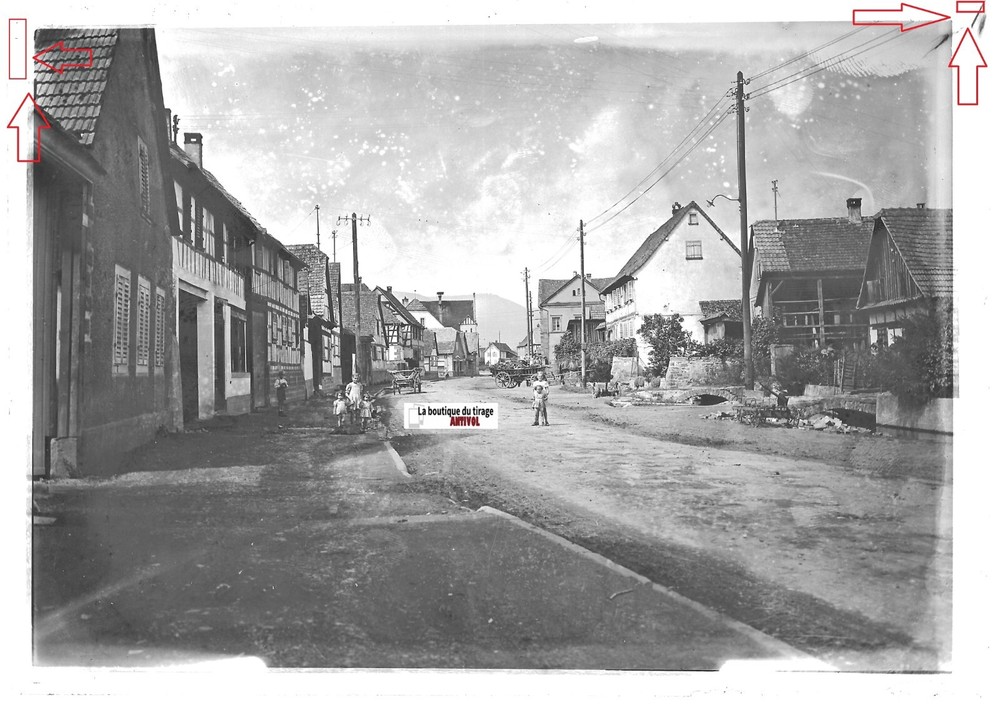 Old Black And White Photo Glass Plate 13X18 Cm Village Moselle