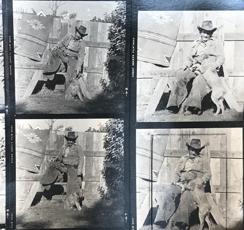 NEWLY FOUND Hendrickson PHOTO Contact Sheet Proof & Negs JUST A COWBOY & HIS DOG