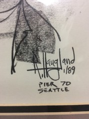 R Haugland Character Street Pencil Pen Drawing Art 1989 Pier 70 Seattle