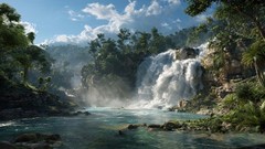 Background Digital Wallpaper Nature Picture Screen Image Waterfall Forest sky 4K