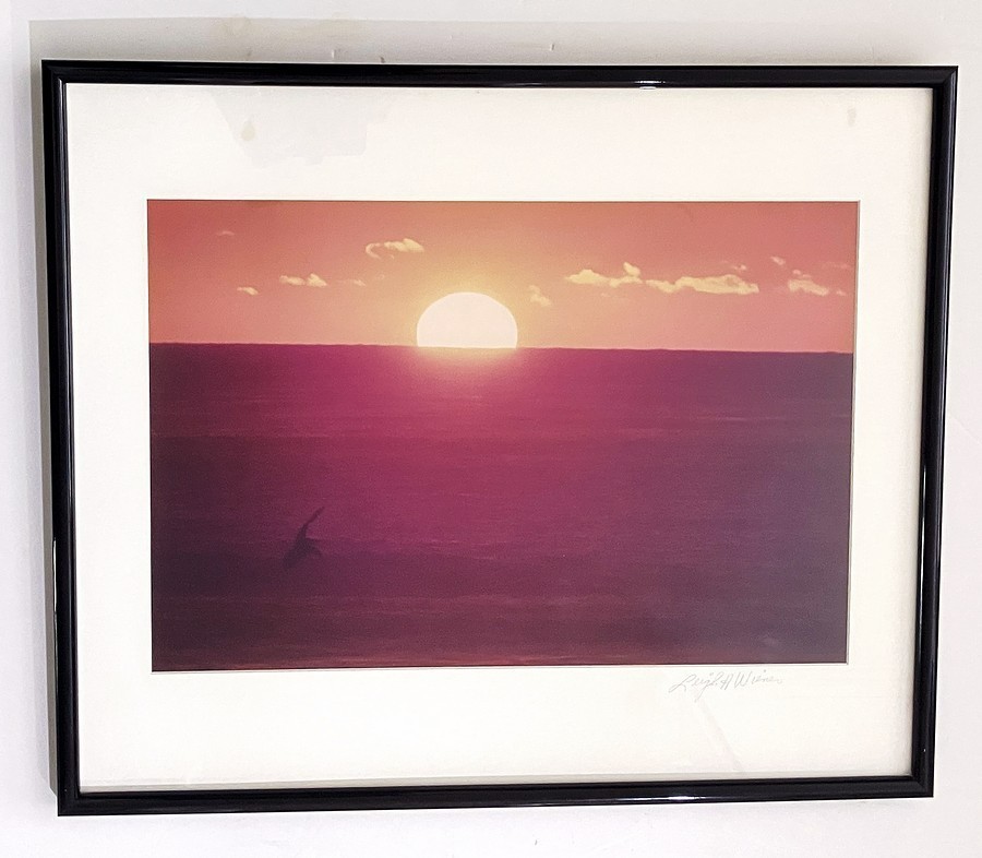 Leigh Wiener Original Color Photograph Setting Sun Over Pacific Ocean Signed
