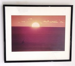 Leigh Wiener Original Color Photograph Setting Sun Over Pacific Ocean Signed