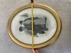 Vintage Large Oval Frame Couple In love Photo Portrait Glass Wood Gold Gilt 23×1