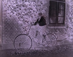 Boy Boy Boy in Sailor Suit with Bicycle Historic Glass Negative Circa 1920