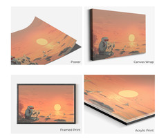 Funny Elephant Poster, Elephant Reading Newspaper on Beach at Sunset Cute Animal