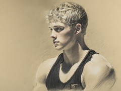 «Handsome wrestler». Drawing by Igor Zeiger. Numbered and signed by artist