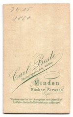 Photography studio Carl Beste, Minden, Bäckerstraße, soldier with shooting line