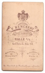 Photograph F. Benckert, Halle a. S., size Ulrich-Straße 28, portrait gentleman in the sto