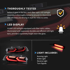 Led Tail Lights Compatible with Camaro Coupe 2014 2015 LT LS SS ZL1 W/Red Turn S