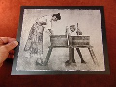 3 HENDRICKSON Metal Art Prints 1970s COUNTRY KITCHEN Wash Day GETTING DRESSED !!