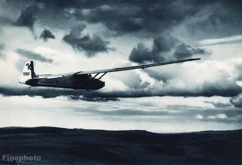 1931 Vintage AVIATION AIRPLANE Glider Cloud Aerial Sky Flying Photo Gravure Art