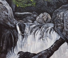 Abstract Waterfall Splashing on Rocks Art DIGITAL DOWNLOAD Print at Home Decor