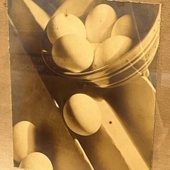 Antique Primitive Black & White Photo Of Farm Eggs / Rustic Red Wood Frame 15×13