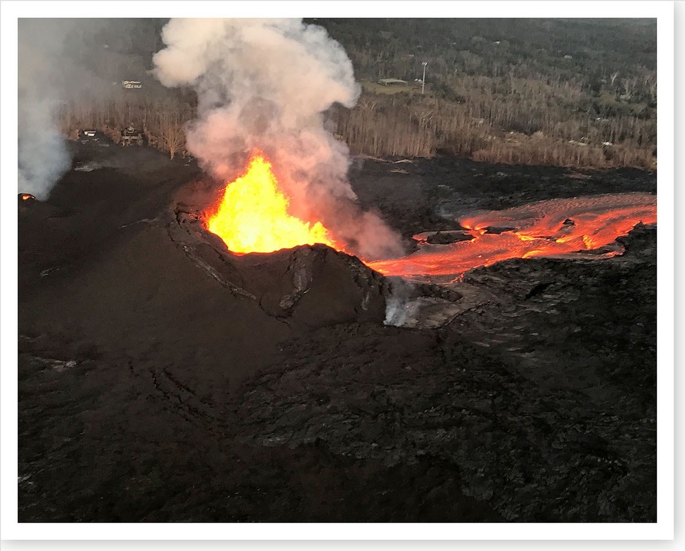 2018 Kilauea Volcano Fissure 8 Lava Fountain And Flow Silver Halide Photo
