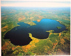 Pelican Lake, Oneida County, Wisconsin Overhead Aerial Photo. Frame Optional.