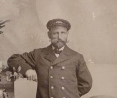 Great old photo on cardboard portrait of a man seafaring??