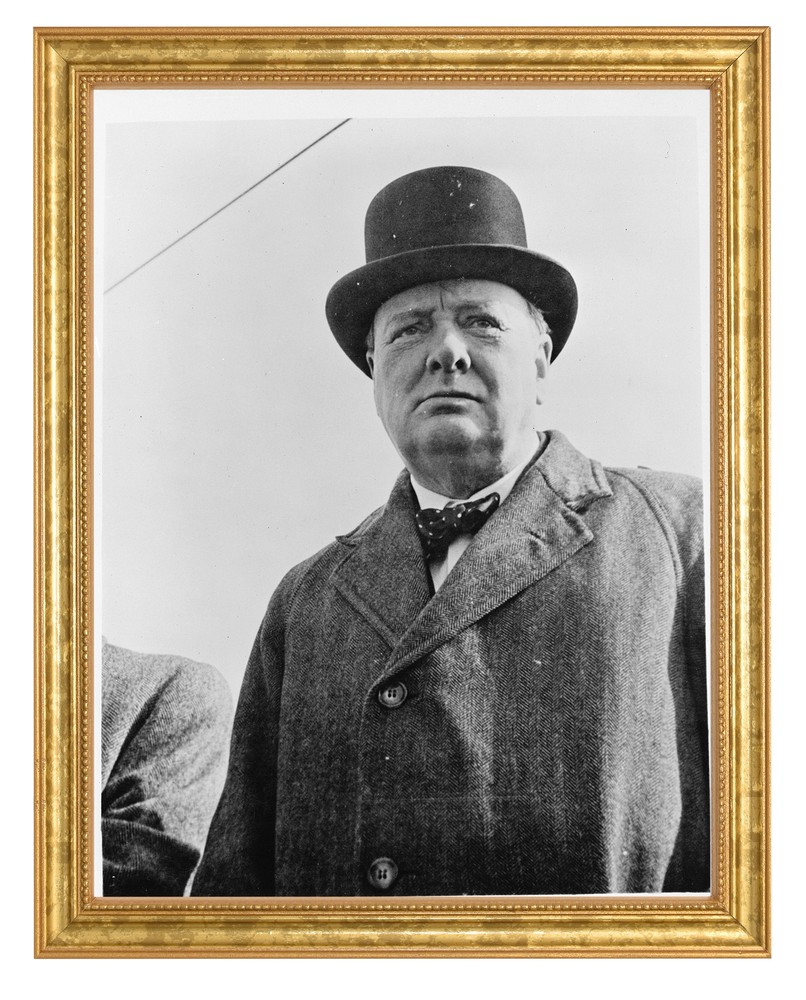 Winston Churchill Photograph in a Aged Gold Frame