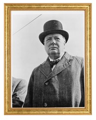 Winston Churchill Photograph in a Aged Gold Frame