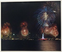 Ektacolor Print of Fireworks above the Statue of Liberty & New York City Skyline