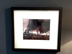 Vintage Clinton Smith Fire Black Sand Basin Yosemite Art Framed Matted
