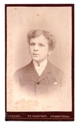 CDV photo around 1900, young man, Meerane-Crimmitschau