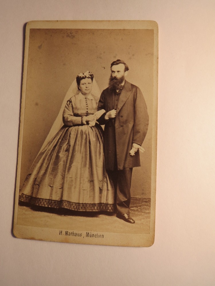 Munich – 1866 – Therese? Stegmeier wedding? Couple – Woman in Crinoline / CDV