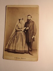Munich – 1866 – Therese? Stegmeier wedding? Couple – Woman in Crinoline / CDV