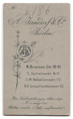 Photograph A. Jandorf & Co., Berlin-N, Brunnen-Strasse 1921, portrait bourgeois